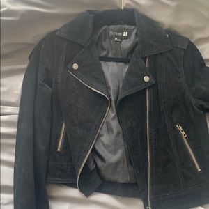 suede jacket with silver hardware